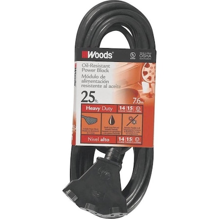 Cord Ext Oil Rstnt 14/3X25 Blk